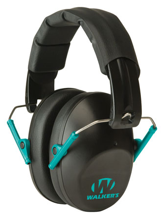 Walker's GWPFPM1BKTL Pro Low Profile Passive Muff 22 dB Over the Head Black/Teal Accent Polymer