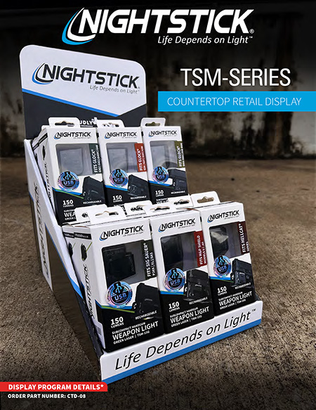 Nightstick CTD08 Counter Display  12 TSM Weapon Light w/Green Laser