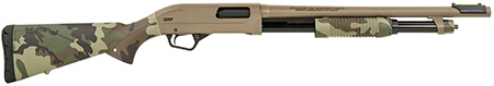 Winchester Repeating Arms 512435395 SXP Defender 12 Gauge 3" 5+1 (2.75") 18" Barrel, FDE Drilled  &  Tapped Rec, Woodland Camo Textured Stock, Tactical  Ribbed Forearm, Inflex Recoil Pad