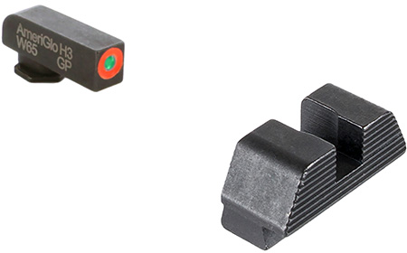 AmeriGlo GL433 Protector Sight Set for Glock  Green Tritium Orange Outline Front Sight-Black Serrated Rear Sight