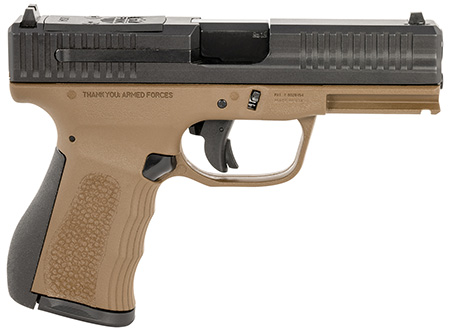 FMK FMKG49BB G3  9mm Luger 14+1 4" Stainless Steel Barrel, Black Optic Cut/Serrated Carbon Steel Slide, Burnt Bronze Polymer Frame w/Picatinny Rail, Black Backstrap Grip
