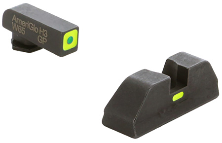 AmeriGlo GL614 CAP Sight Set for Glock  Green Tritium LumiGreen Outline Front Sight-LumiGreen Bar Rear Sight
