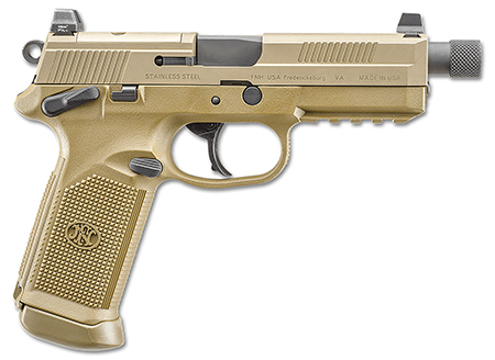 FN 66101635 FNX Tactical Bundle 45 ACP 10+1 5.30" Black Steel Threaded Barrel, Flat Dark Earth Serrated Stainless Steel Slide  &  Polymer Frame w/Picatinny Rail, Ambidextrous, 5 Magazines