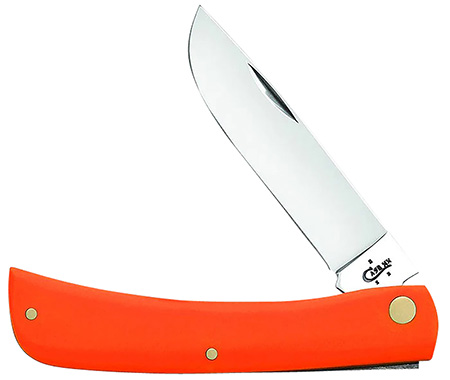 Case 80512 Sod Buster  3.30" Folding Skinner Plain Mirror Polished Tru-Sharp SS Blade, Smooth Orange Synthetic Handle