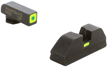 AmeriGlo GL615 CAP Sight Set for Glock  Green Tritium LumiGreen Outline Front Sight-LumiGreen Bar Rear Sight