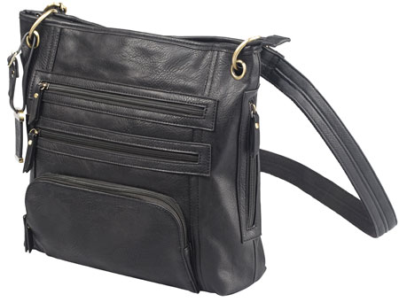 Bulldog BDP038 Cross Body Purse w/Holster Black Leather Most Sm Pistols  &  Revolvers Ambidextrous Hand