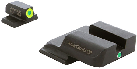 AmeriGlo SW301 i-Dot Sight Set for Smith  &  Wesson M & P  Green Tritium LumiGreen Outline Front Sight-Green Tritium Rear Sight