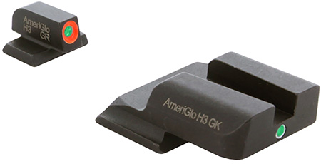 AmeriGlo SW245 i-Dot Sight Set for Smith  &  Wesson M & P Shield  Green Tritium Orange Outline Front Sight-Green Tritium Rear Sight