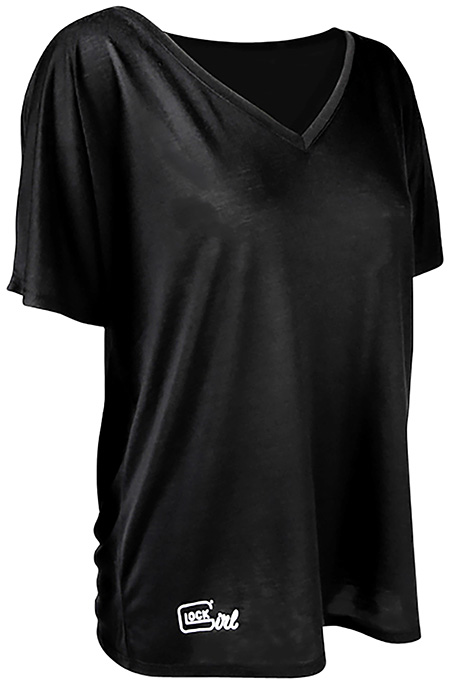 Glock AP960351 Glock Girl Relaxed  Black Pre-Shrunk Cotton Short Sleeve V-Neck Medium