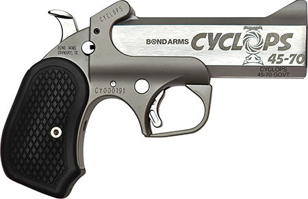 Bond Arms BACY Cyclops Big Bore 45-70 Gov 1rd Shot 4.25" Stainless Stainless Steel Barrel Matte Stainless Black Extended B6 Resin Grips Right Hand