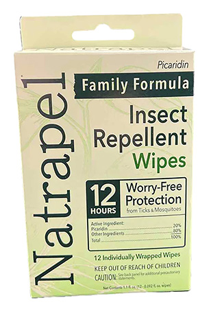 Natrapel 00066095 Repellent Wipes  Repels Ticks  &  Biting Insects Effective Up to 12 hrs 12/Box