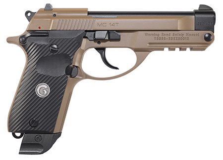 EAA GIRSAN 390860 MC 14T Solution Compact Frame 380 ACP 13+1, 4.50" Black Steel Tip-Up Barrel, Flat Dark Earth Serrated Steel Slide  &  Aluminum Frame w/Picatinny Rail, Black Grip, Ambidextrous