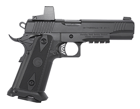 Girsan 395020 Witness2311  9mm Luger 17+1 5" Black Steel Barrel, Black Optic Ready/Serrated Steel Slide, Black Polymer Frame w/Beavertail  &  Picatinny Rail, Black Checkered Polymer Grip, Ambidextrous