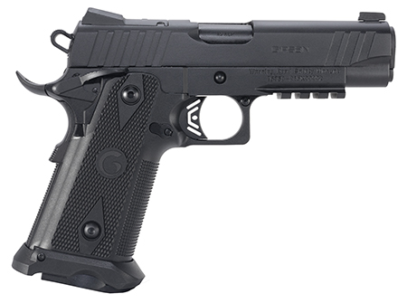 Girsan 395050 Witness2311  45 ACP 11+1 4.25" Black Steel Barrel, Black Serrated Steel Slide, Black Polymer Frame w/Beavertail  &  Picatinny Rail, Black Checkered Polymer Grip, Ambidextrous