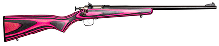 Crickett KSA2225 Youth  22 LR 1rd 16.12" Blued Barrel  &  Receiver, Fixed Front/Adjustable Rear Peep Sights, Pink/Black Laminate Stock w/11.5" LOP, Rebounding Firing Pin Safety