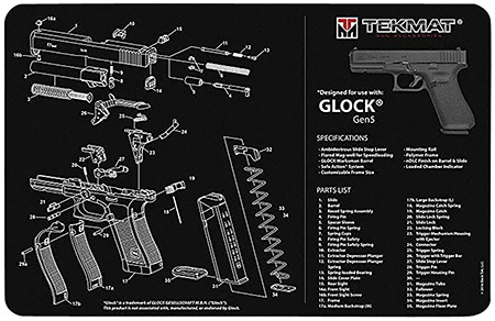 TekMat TEKR20GLOCK-G5 Glock Gen 5 Ultra 20 Cleaning Mat Multi-Color Rubber 15"x20" Glock Gen5 Parts Diagram