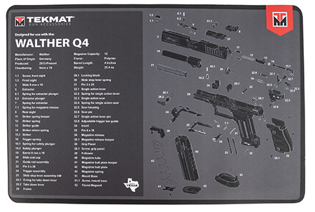 TekMat TEKR17WALQ4SF Walther Q4 SF Cleaning Mat Black/Gray Rubber 11"x17" Walther Q4 Parts Diagram