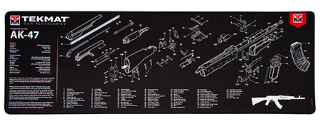 TekMat TEKR36AK47 AK-47 Cleaning Mat Black/White Rubber 12"x36" AK-47 Parts Diagram