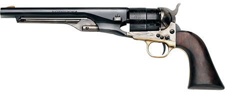 Pietta PF60OWS448 1860 Old West 44 Cal 8" 6rd Blued  &  Engraved Cylinder, Blued Steel Barrel, Wood Grip