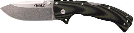 Cold Steel CS62RMA 4-Max Elite 4" Folding Drop Point Stonewashed S35VN SS Blade/6" Black G10 Handle Includes Belt Clip