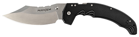 Cold Steel CSFL60DPLM Mayhem  6" Folding Clip Point Modified Cleaver Plain Satin AUS-10A SS Blade/7.20" Black Contoured G10 Handle Includes Pocket Clip