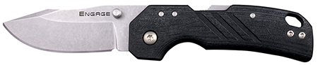Cold Steel CSFL25DPLCZ Engage  2.50" Folding Clip Point Plain Satin 4116 SS Blade/4.11" Black GFN Handle Includes Belt Clip