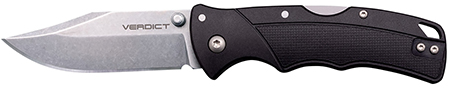 Cold Steel CSFLC3CPSSZ Verdict  3" Folding Clip Point Plain Stonewashed 4116 SS Blade/Black GFN Handle Includes Belt Clip