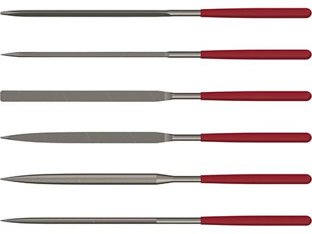 Birchwood Casey GSFS Gunsmithing File Set Red/Silver Carbon Steel 5.50" Long