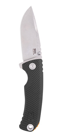 S.O.G SOG11060243 Tellus ATK 3.50" Folding Clip Point Plain Stonewashed Cryo 440C SS Blade/ Black Textured w/Orange Backspacer GRN Handle Includes Belt Clip