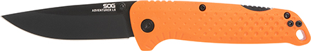S.O.G SOG13110243 Adventure LB 3.50" Folding Plain Orange Black TiNi 5Cr15MoV Blade, Blaze Orange Textured GRN Handle