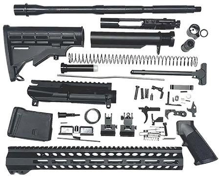 Bowden Tactical J27115 AR Rifle Build Kit  Complete, 15" M-Lok Handguard, Mil-Spec Parts, Flip Up Sights