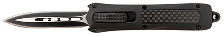 Steel River Knives MA163BD Spartan  Mini 2.70" OTF Dagger Plain Black/Silver 440C SS Blade/ Black w/Carbon Fiber Inlay Aluminum Zinc Alloy Handle
