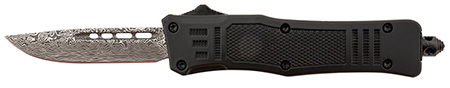 Steel River Knives MT616BDDP Spartan  Mini 2.75" OTF Drop Point Plain Laser Etched Damascus 440C SS Blade/4.25" Black Aluminum Zinc Alloy Handle