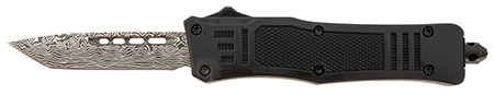 Steel River Knives MT616BDP Spartan  Mini 2.75" OTF Tanto Plain Laser Etched Damascus 440C SS Blade/4.25" Black Aluminum Zinc Alloy Handle