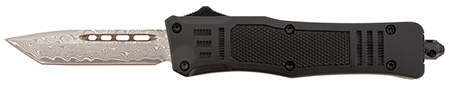 Steel River Knives MT616BRDAMT Spartan  Mini 2.75" OTF Tanto Plain Real Damascus/4.25" Black Aluminum Zinc Alloy Handle