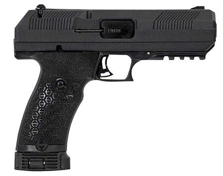 Hi-Point JXP10NTB JXP  10mm Auto 10+1 4.50" Black Steel Barrel, Black Powder Coated YC9 Styled/Serrated Steel Slide, Black Polymer Frame w/Picatinny Rail, Black Textured Polymer Grip