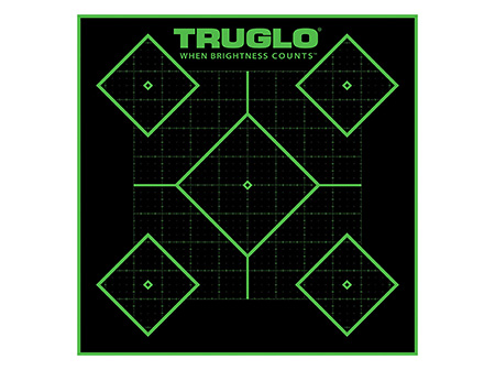 TruGlo TG14A25BB Tru-See 5- Diamond Target Self-Adhesive Heavy Paper Black/Green 12"x12" 25 Pack