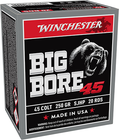 Winchester Ammo X45CBB Big Bore  45Colt 250gr Semi Jacketed Hollow Point 20 Per Box/10 Case