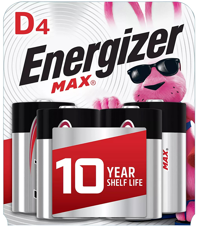 Energizer E95BP4 MAX D Batteries  Black  &  Silver Alkaline 1.5 Volt, Qty (12) 4 Pack