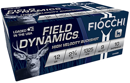 Fiocchi 12HV9P Field Dynamics  12Gauge 2.75" 9Pellets 00Buck Shot 10 Per Box/25 Case
