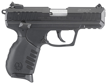 Ruger 3657 SR22 *CA Compliant 22 LR 10+1 3.50" Satin Stainless Steel Barrel, Black Anodized Serrated/Aluminum Slide, Black Polymer Frame w/Picatinny Rail Frame, Black Polymer Grips