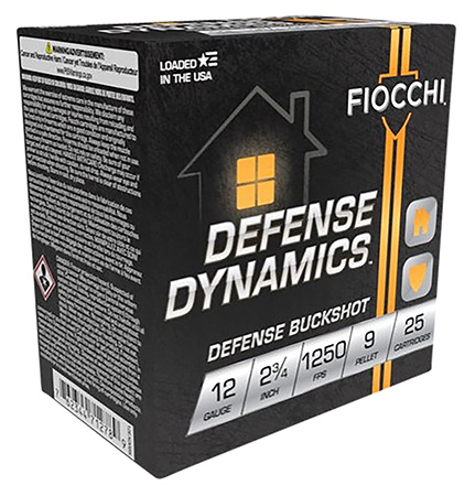 Fiocchi 12EX9P Defense Dynamics Defense Buckshot 12Gauge 2.75" 25 Per Box/10 Case
