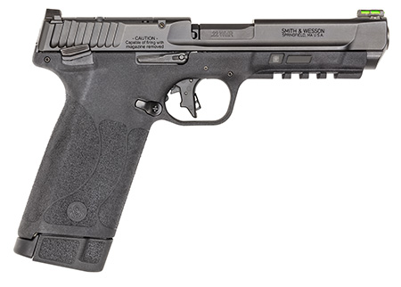 Smith  &  Wesson 13433 M & P 22 Magnum  22 WMR 30+1 (2) 4.35" Tempo Barrel System, Black, Polymer Frame with Pic. Rail, Optic Cut Slide, Fiber Optic Sight, Flat Faced Trigger, Ambi Controls