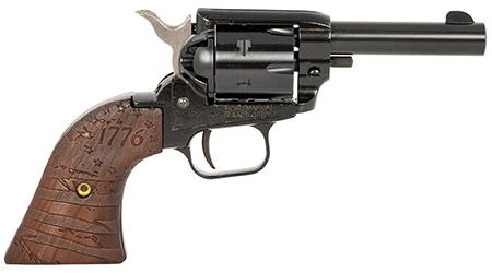 Heritage Mfg BK22B3WBRN35 Barkeep  22 LR 6 Shot, 3" Black Oxide Steel Barrel, Black Oxide Zinc Alloy Frame, Black Oxide Cylinder, Wood w/1776 Flag Engraved Grip, Hammer Block Safety, Exposed Hammer