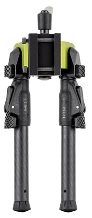 Mdt Sporting Goods Inc 105561GRN GRND-POD  Green/Black 4.50"-9" Carbon Fiber/Aluminum, Adj. Throw Lever, 4 Leg Postitions, Fits ARCA Rail  &  RRS Dovetail