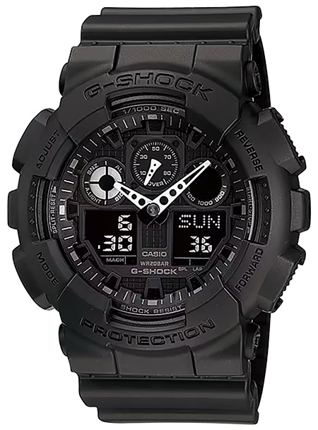 G-shock/vlc Distribution GA1001A1 G-Shock Tactical XL 52mm Keep Time Black Features Stopwatch/Speedometer