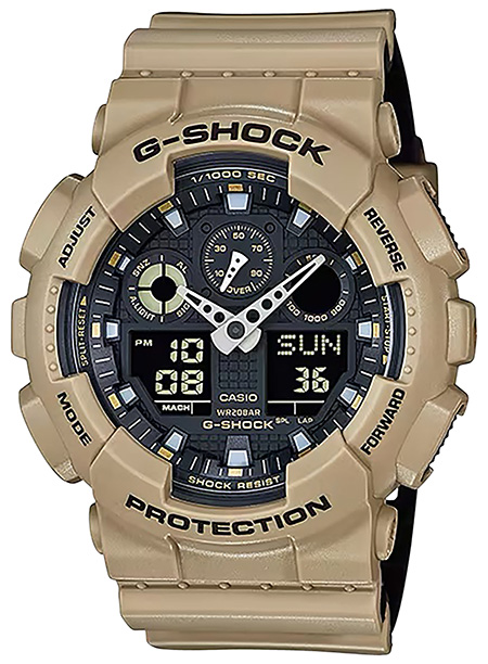 G-shock/vlc Distribution GA100L8A G-Shock Tactical Brown Stainless Steel Bezel 145-215mm