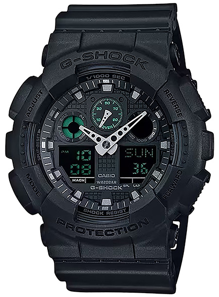 G-shock/vlc Distribution GA100MB1ACR G-Shock Tactical Black Stainless Steel Bezel 145-215mm