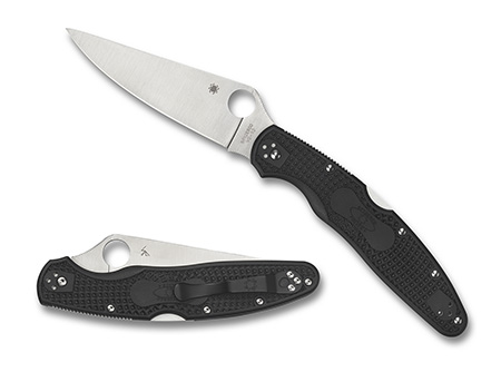 Spyderco C07PBK4 Police 4 Lightweight 4.39" Folding Plain Satin VG-10 SS Blade/Black Textured FRN Handle Includes Pocket Clip