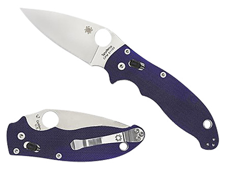 Spyderco C101GPDBL2 Manix 2  3.37" Folding Plain Satin CPM S110V Blade/Dark Blue Textured G10 Handle Includes Pocket Clip